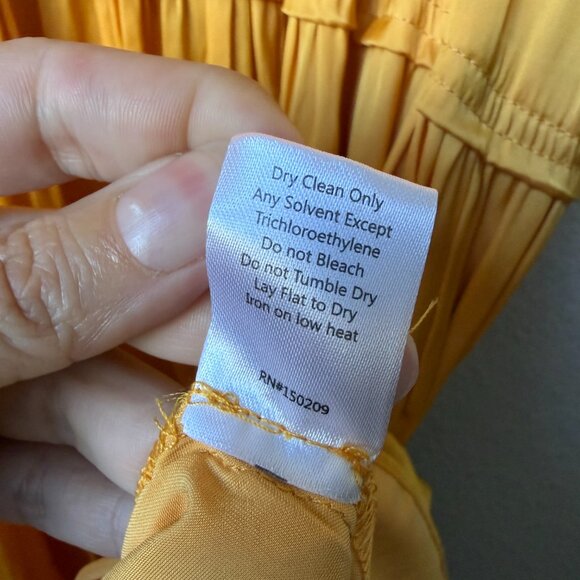 La Ligne Pintucked Ruffled Satin Midi Dress in Marigold Size S - Picture 6 of 6